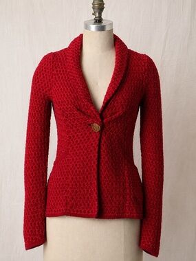 Anthropologie Charlie & Robin Honey From The Bees Cardigan Red XS Preppy